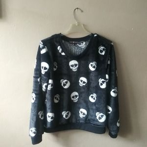 Halloween Sweater Pullover Sweatshirt Skeleton Head Medium